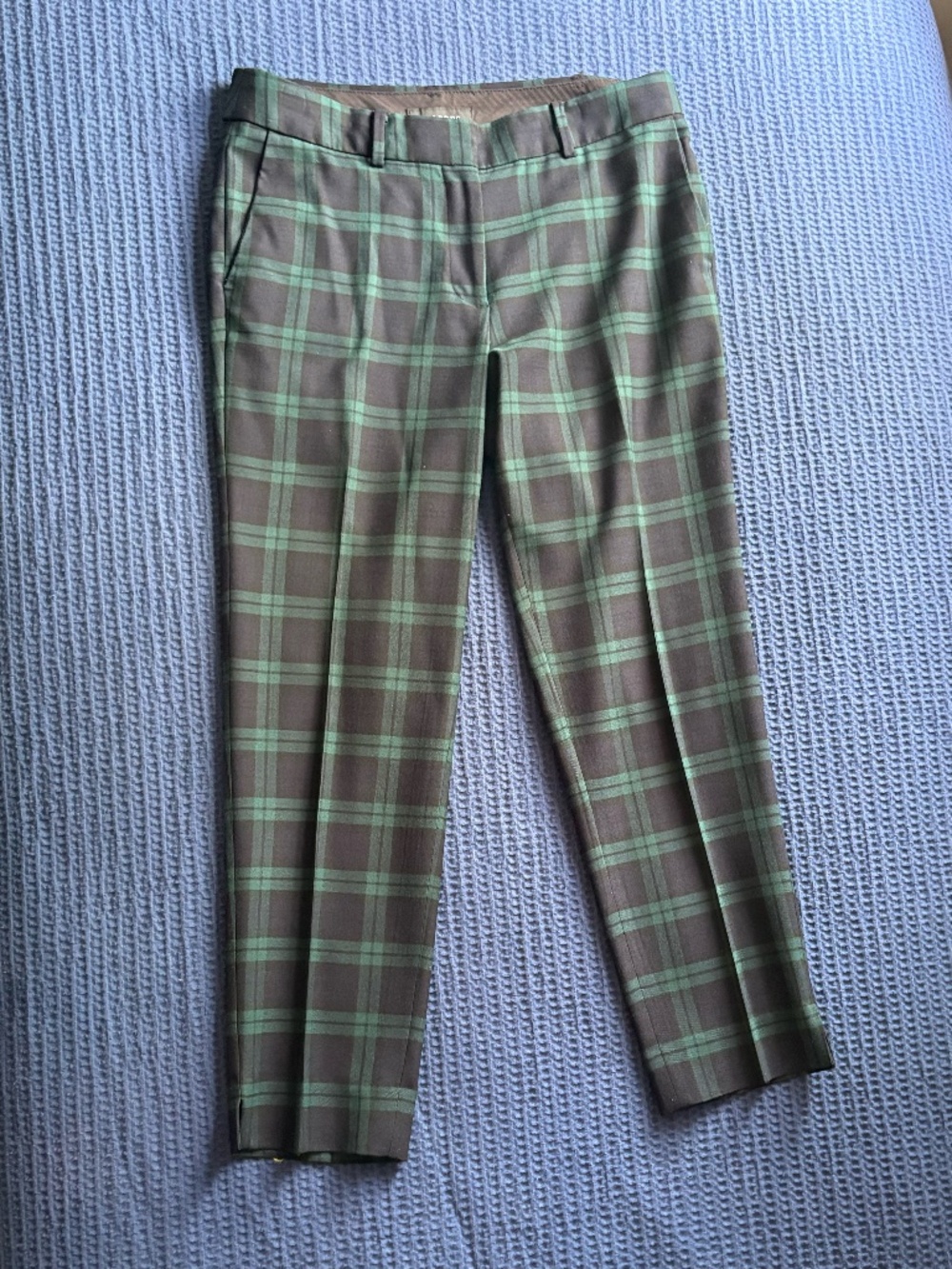 Talbots Size 6 Petite Black Watch Tartan Plaid Wool Blend Hampshire Ankle Pants
